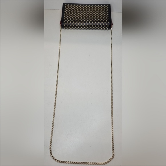 Christian Louboutin Tri Black & Leopard & Gold Studded Clutch / Shoulder Bag - Picture 11 of 12